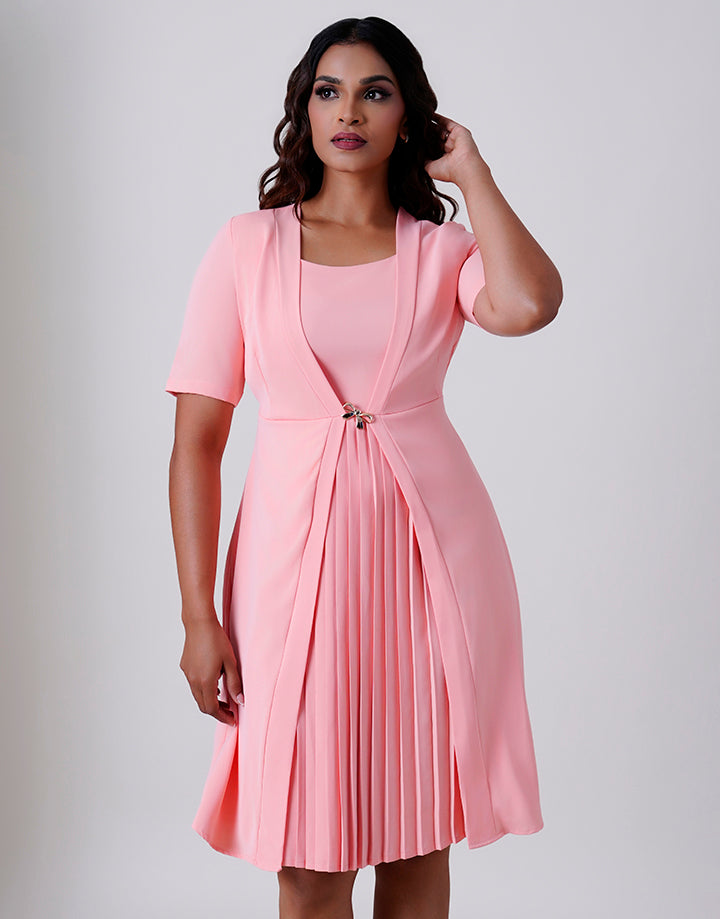 Formal Pleated Dress with Embellishment