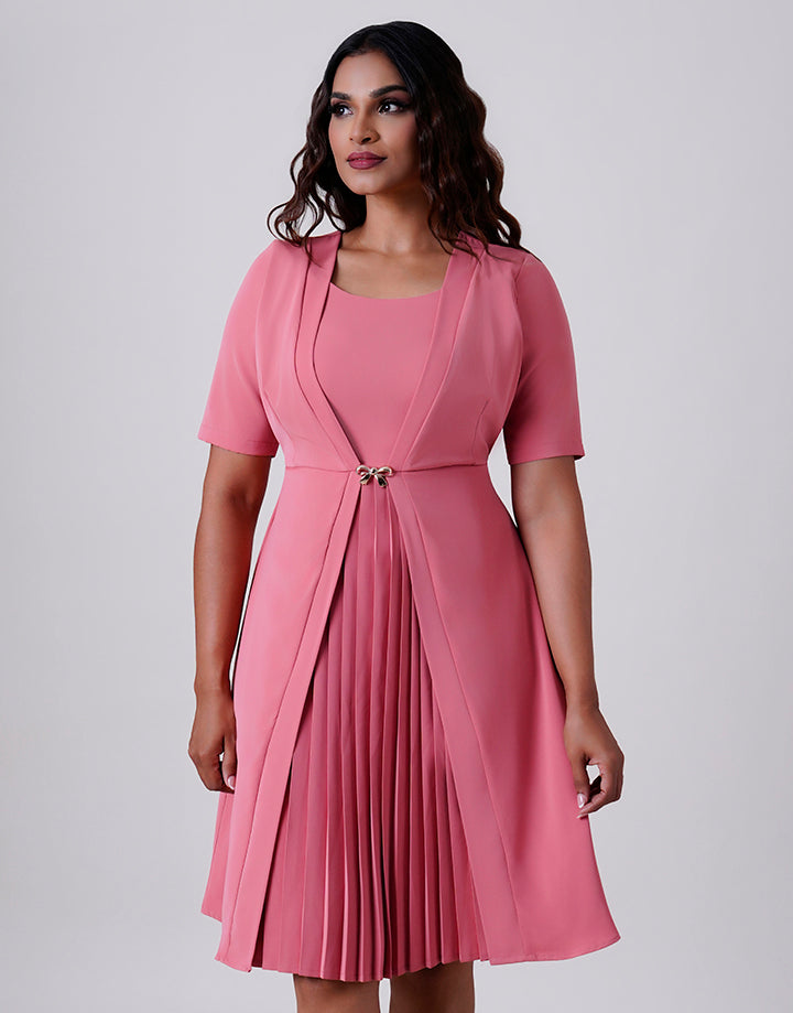 Formal Pleated Dress with Embellishment