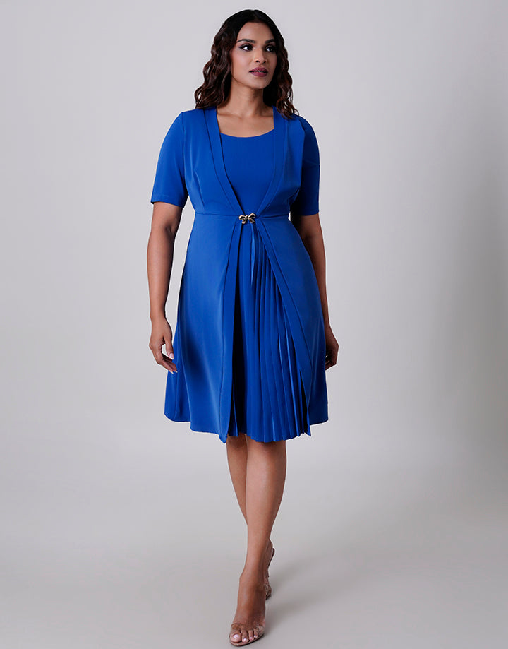 Formal Pleated Dress with Embellishment