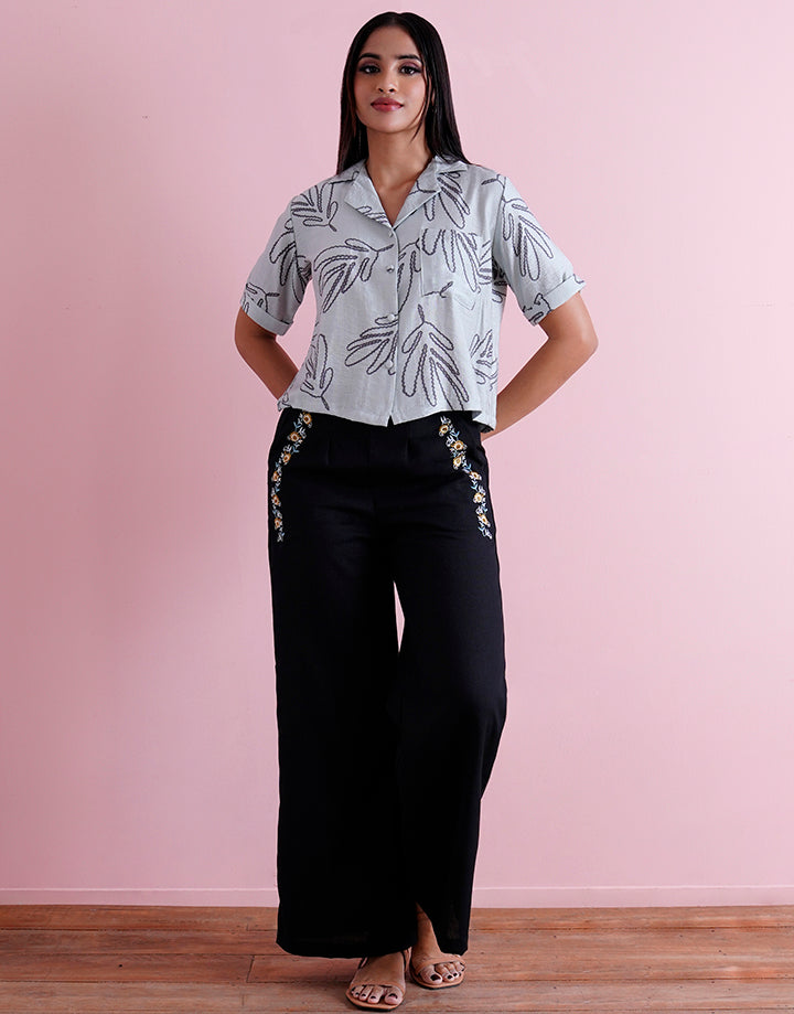 Cuban Collared Button Down Crop Top
