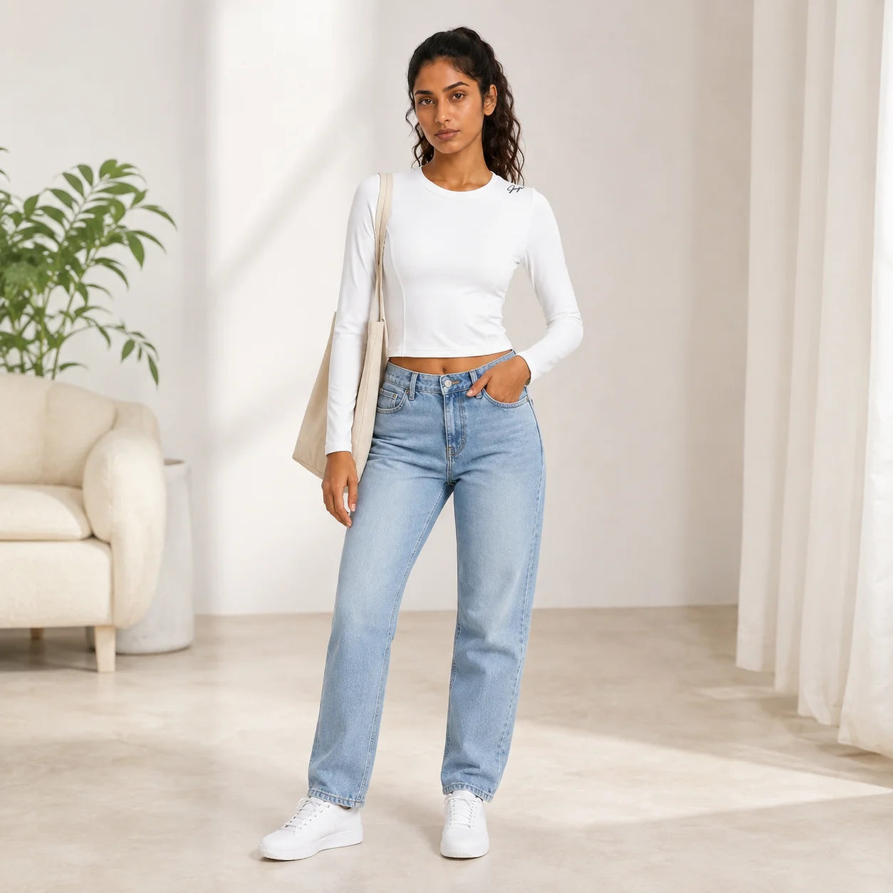 CinchFlow – Ruched Back Long Sleeve Crop Top