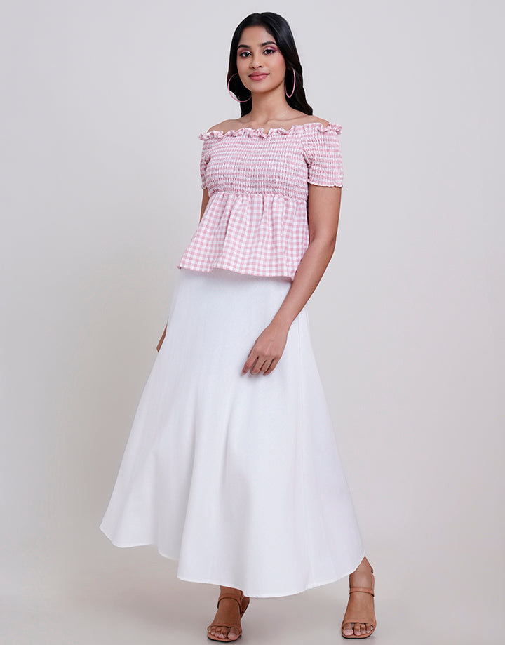 Off Shoulder Smocked Peplum Top