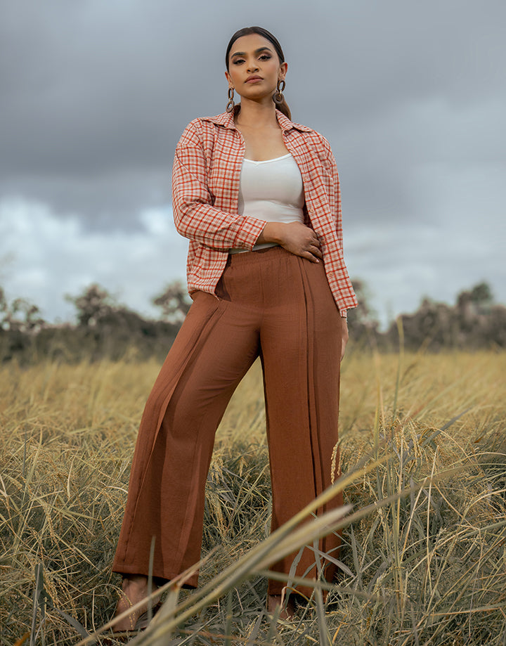 Long Sleeve Checked Shirt Blouse