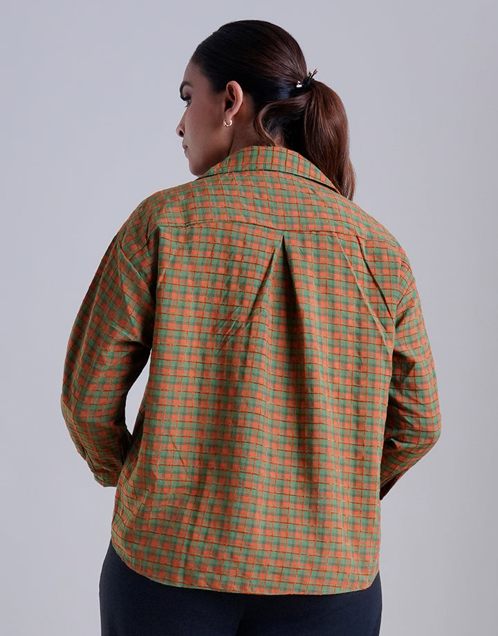 Long Sleeve Checked Shirt Blouse