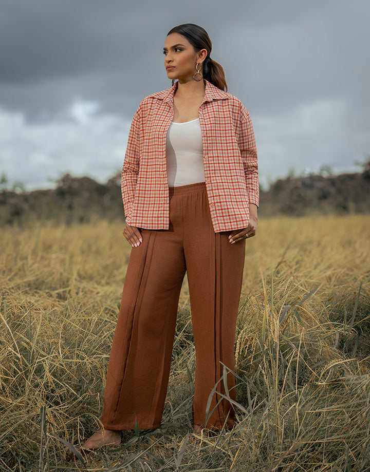 Long Sleeve Checked Shirt Blouse