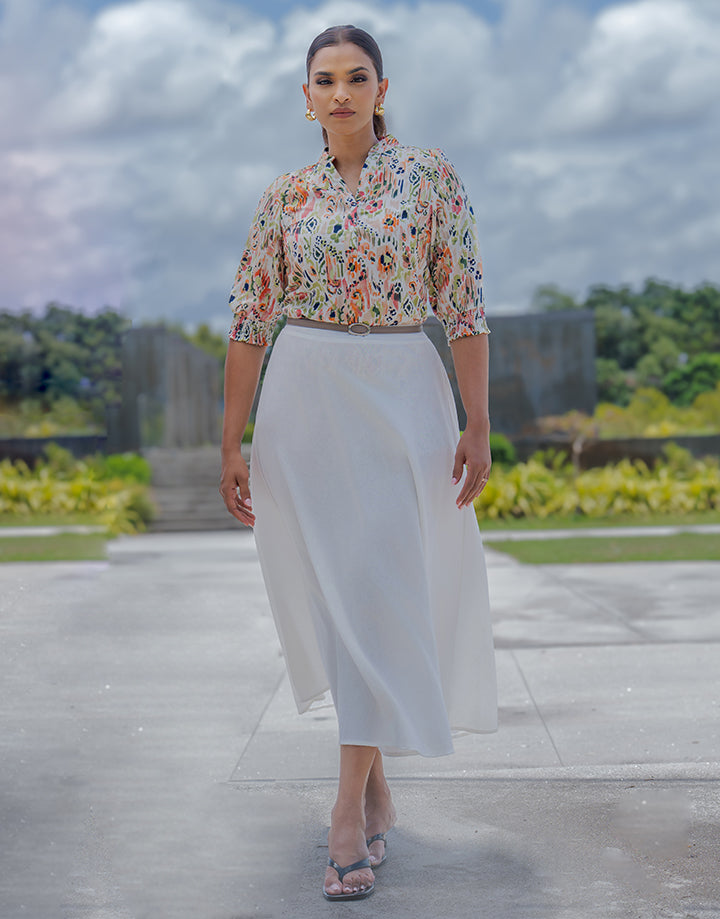 Chinese Collar Kurta With 3/4 Sleeve