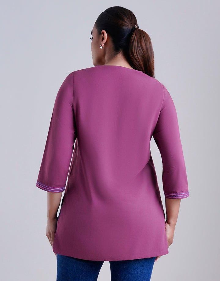 3/4 Sleeves Kurta With Chain Stitch