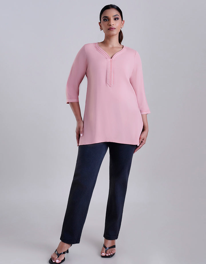 3/4 Sleeves Kurta With Chain Stitch