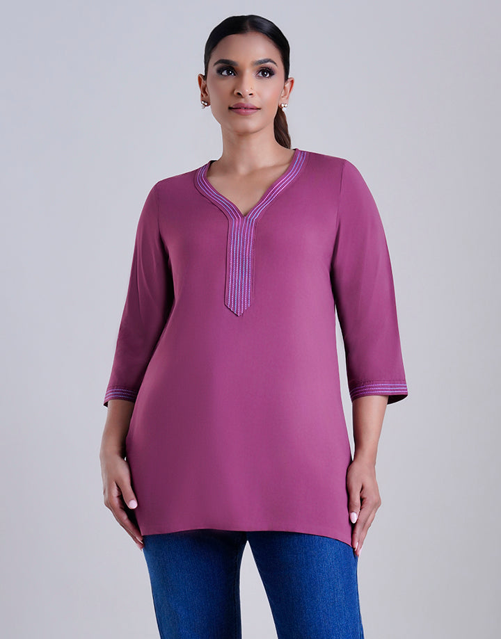 3/4 Sleeves Kurta With Chain Stitch