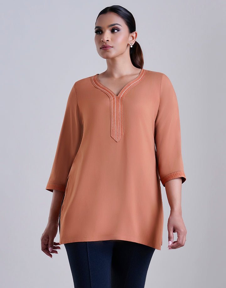 3/4 Sleeves Kurta With Chain Stitch