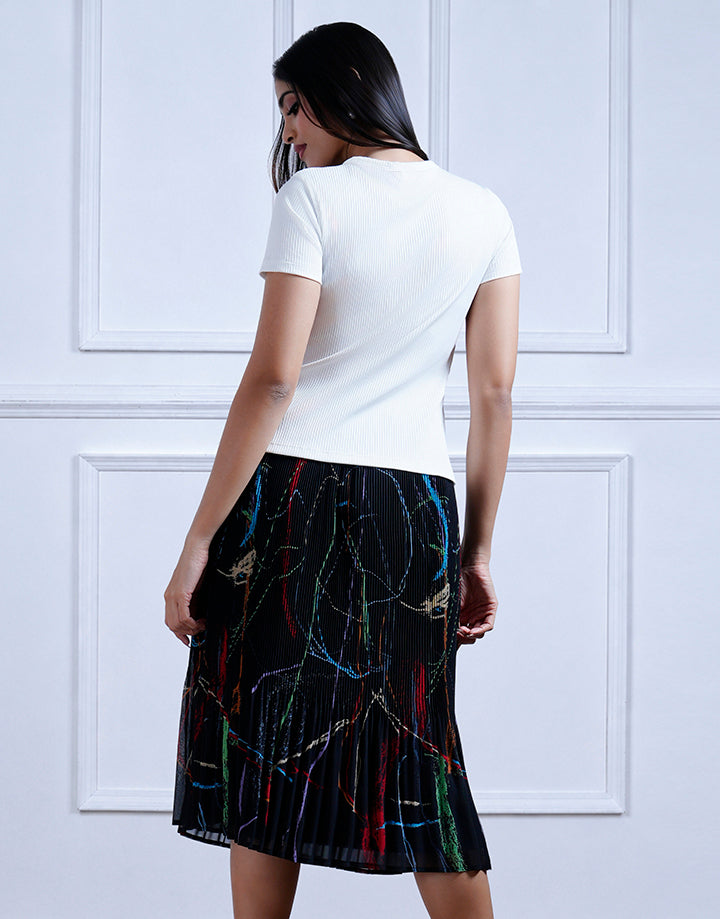 Placement Pleated Skirt