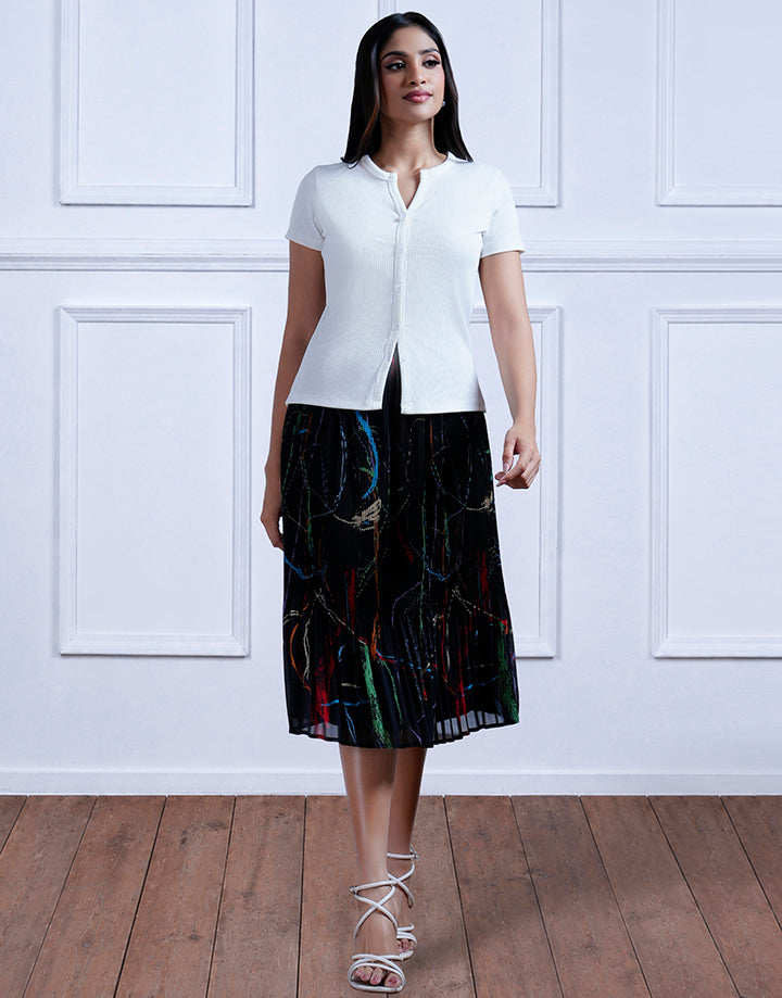 Placement Pleated Skirt