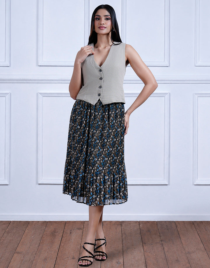 Placement Pleated Skirt