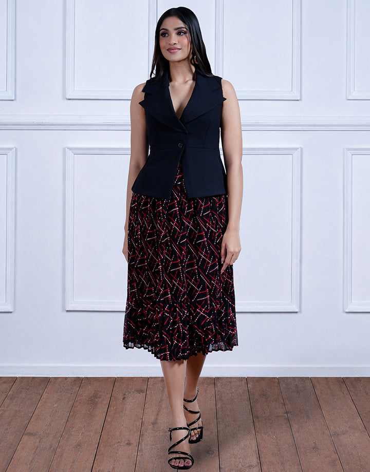 Placement Pleated Skirt