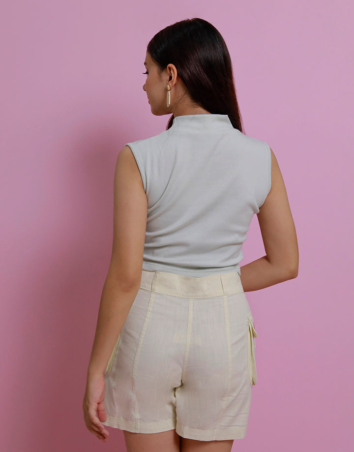 High Neck Sleeveless Crop Top