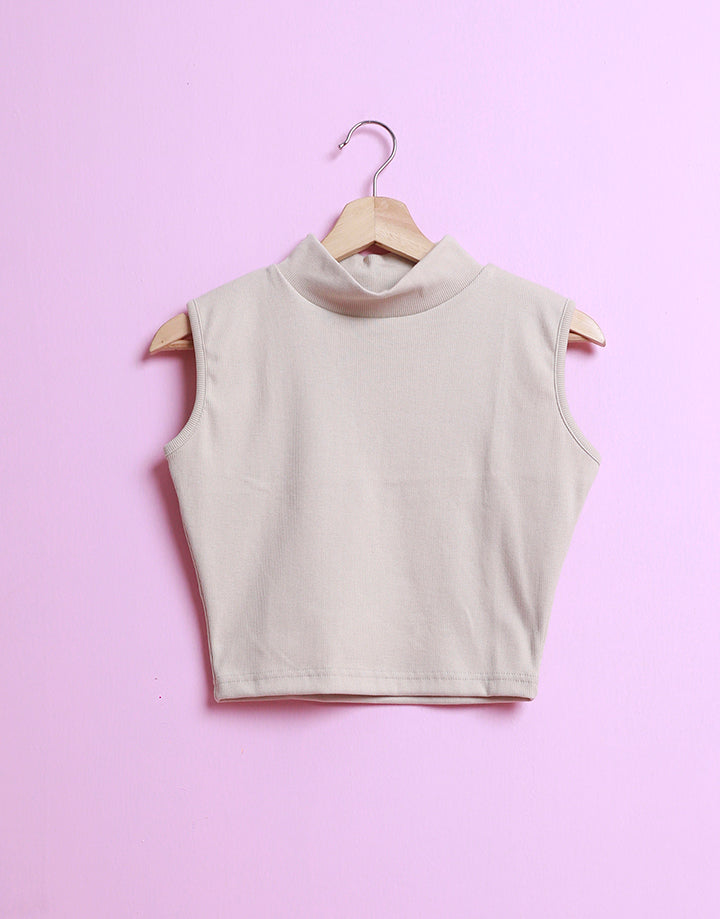 High Neck Sleeveless Crop Top