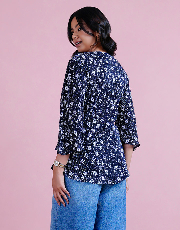 3/4 Flared Sleeve with V-Neck Top
