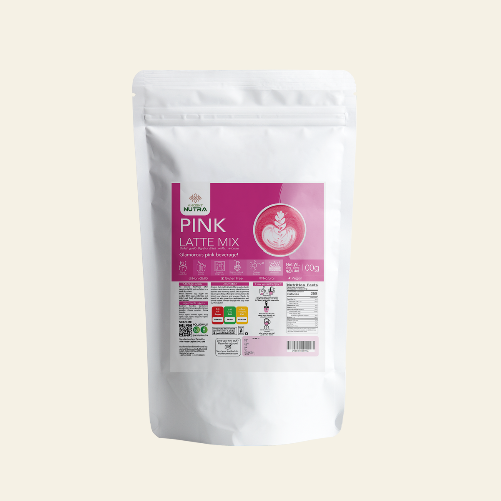 Pink Latte 100g beetroot drink mix. Ancient Nutra Sri Lanka
