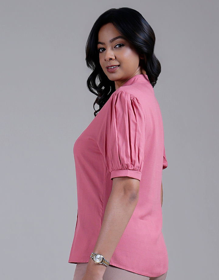 Chinese Collar Button Up Blouse