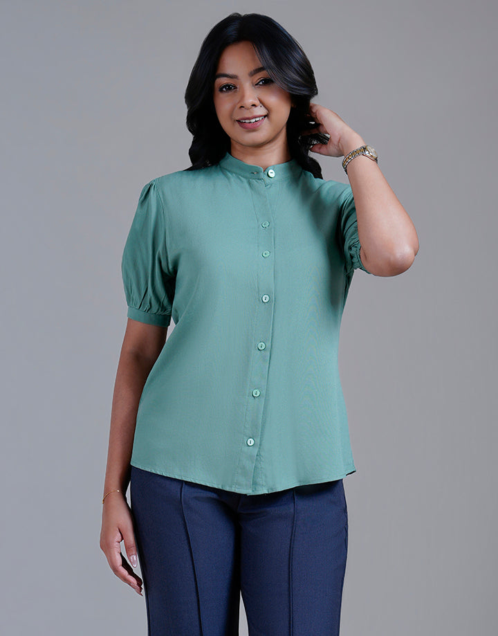 Chinese Collar Button Up Blouse