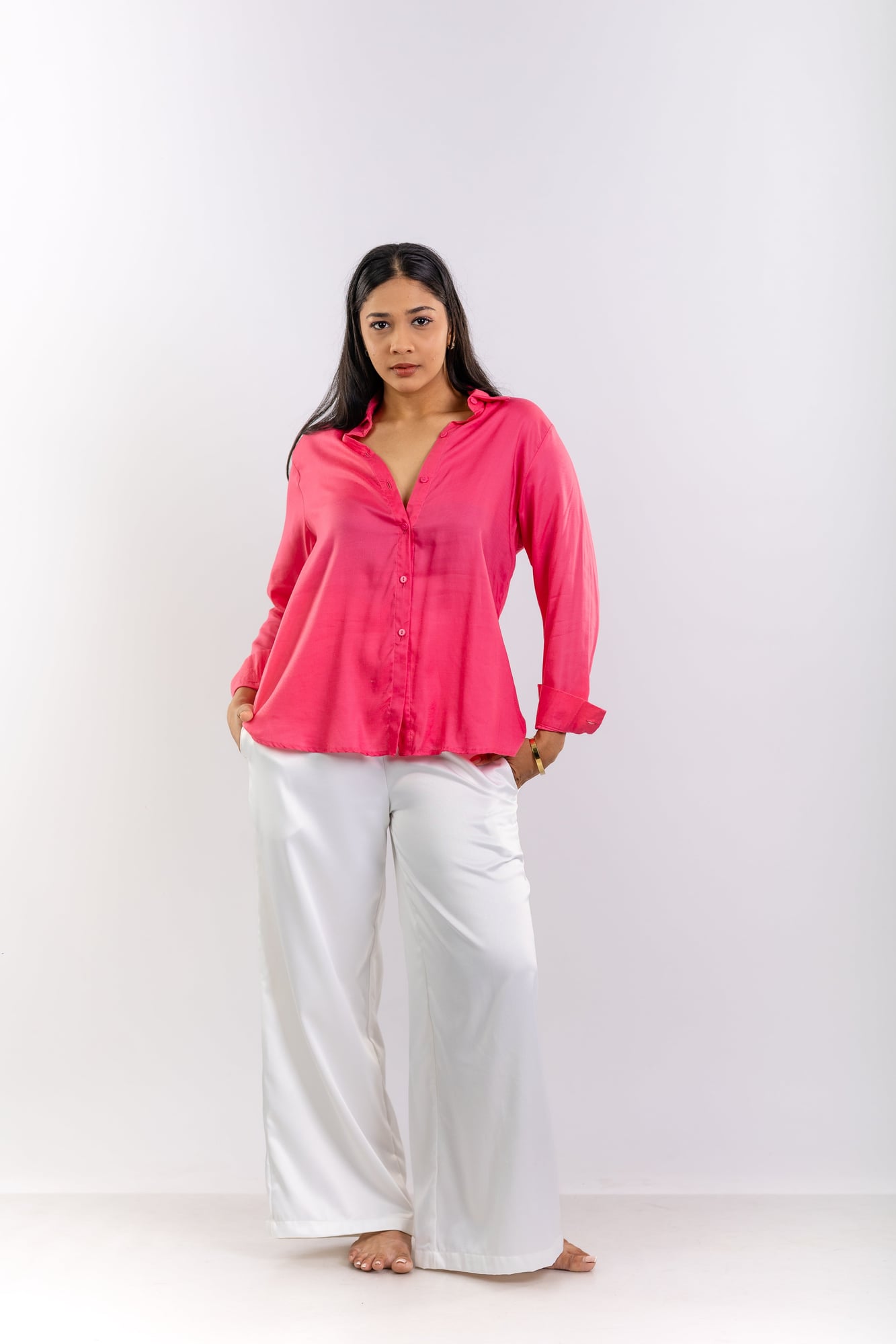 Bright Magenta Linen Relaxed Shirt