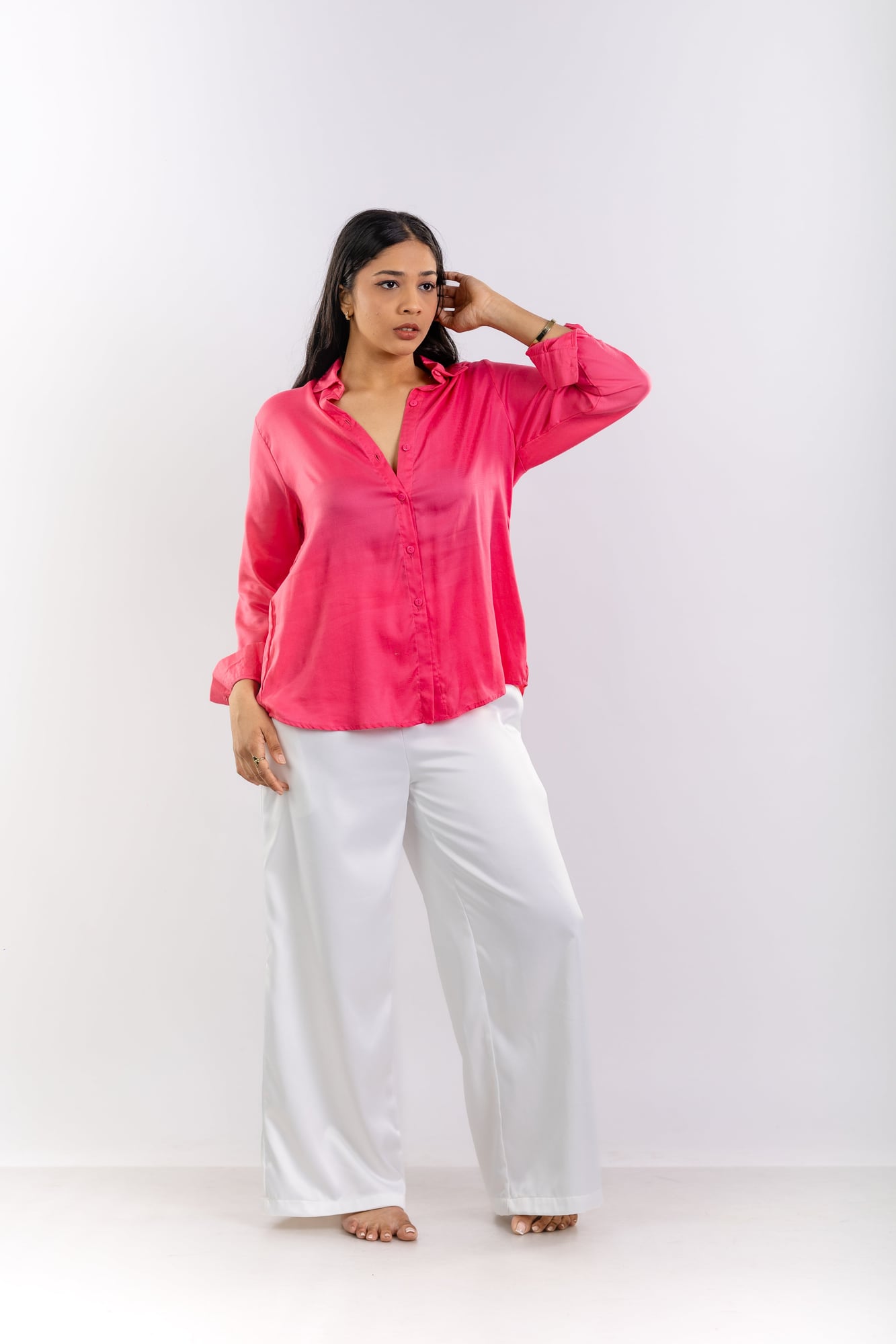 Bright Magenta Linen Relaxed Shirt