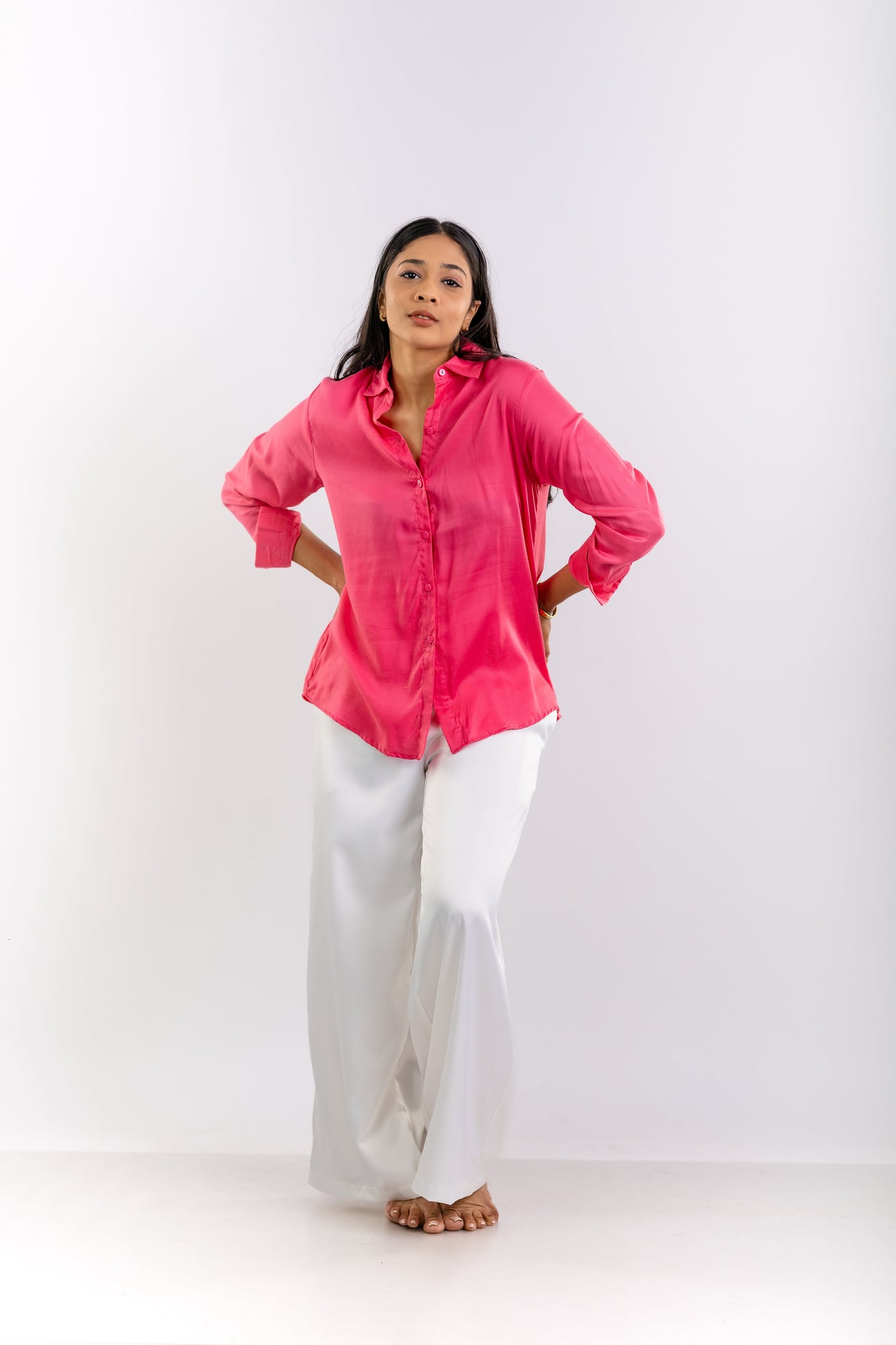 Bright Magenta Linen Relaxed Shirt
