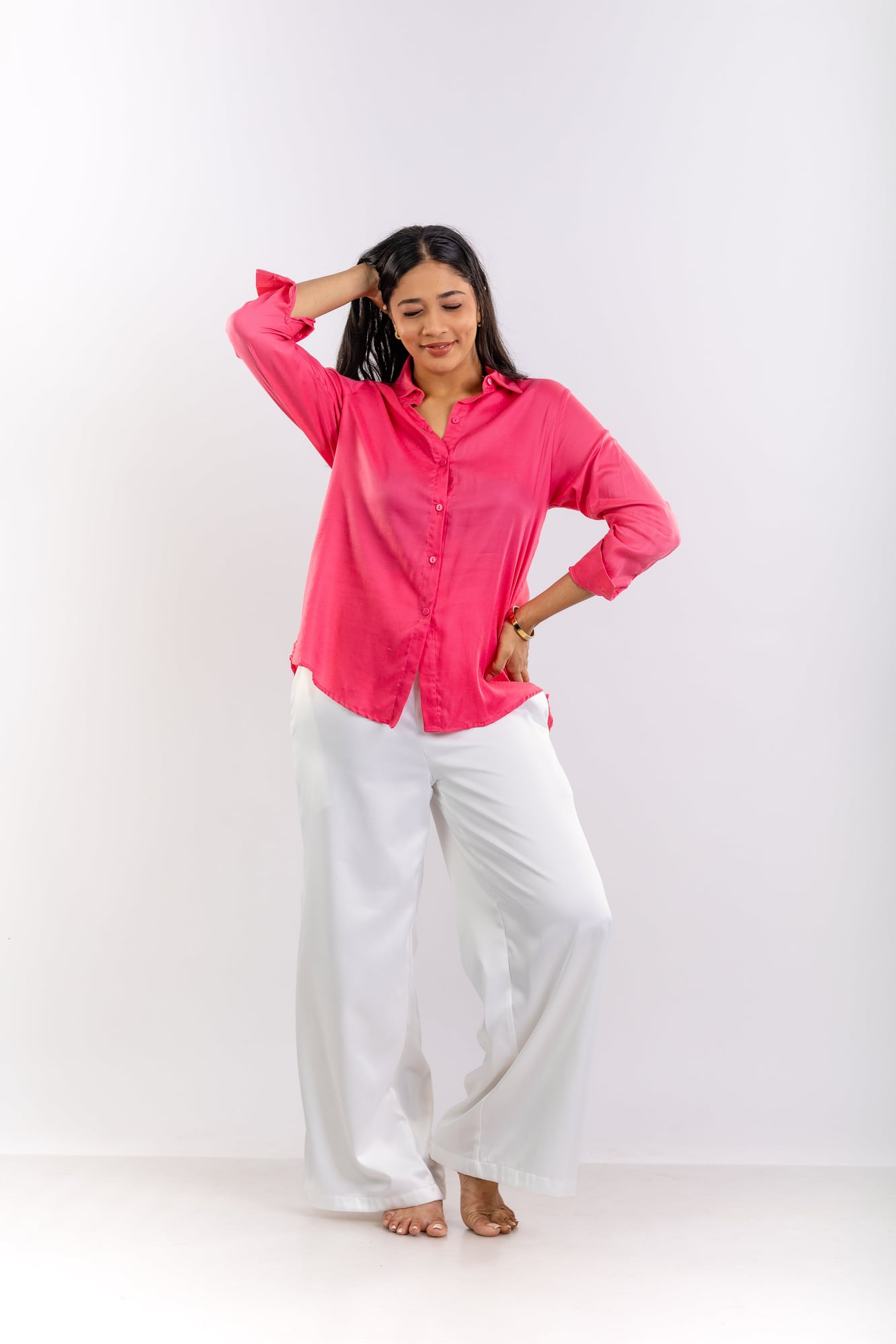 Bright Magenta Linen Relaxed Shirt