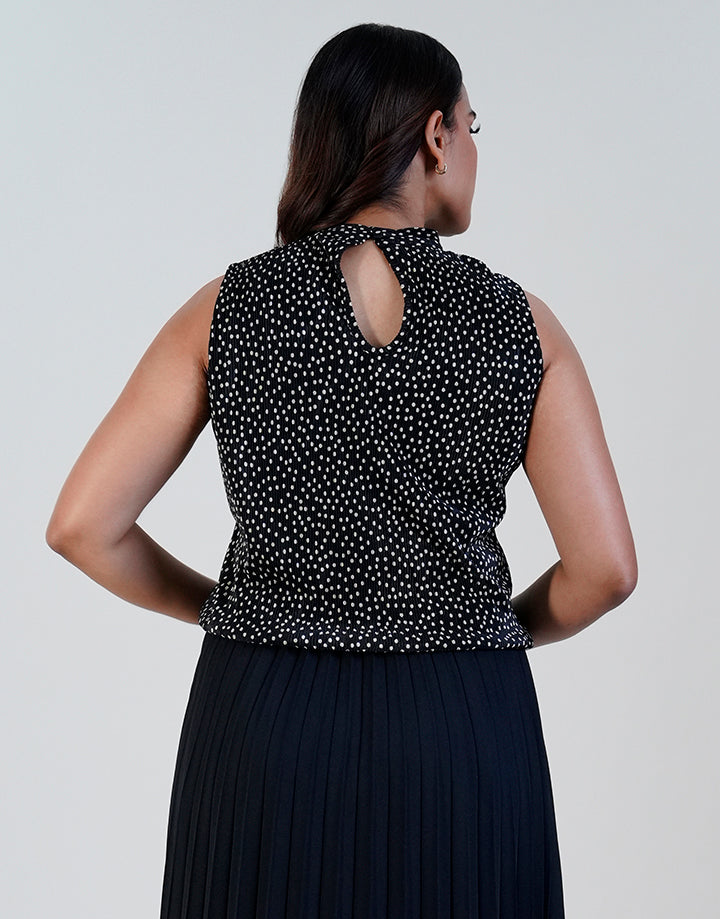 High Neck Sleeveless Crape Top
