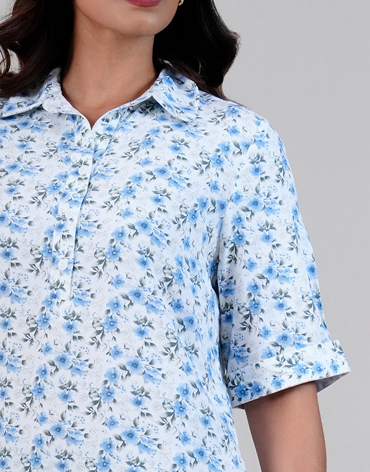 Standard Collar Folded Sleeve Dress