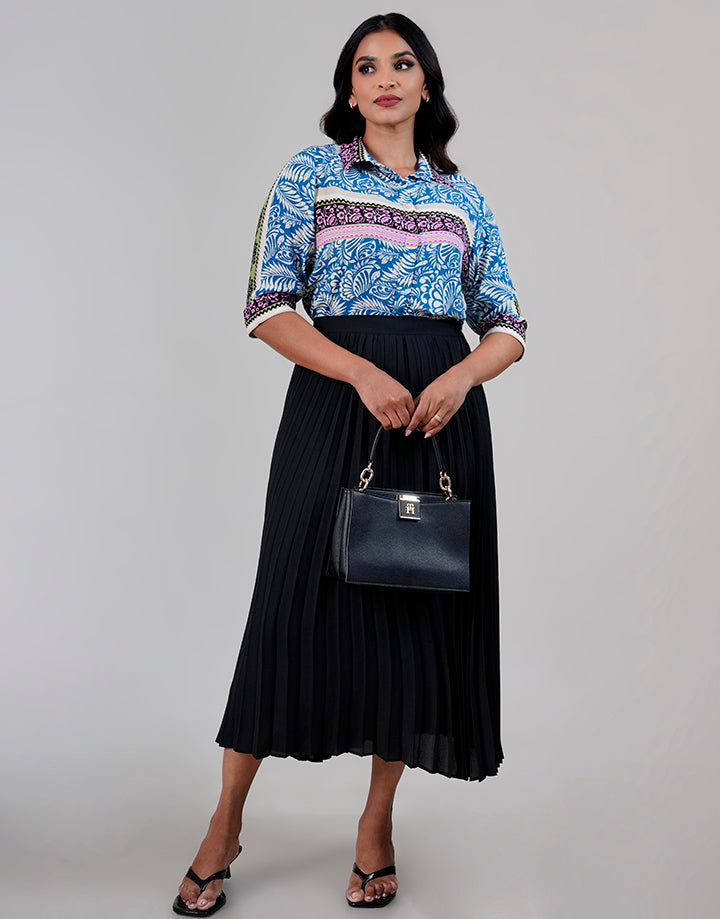 3/4 Sleeve Hidden Placket Shirt Blouse