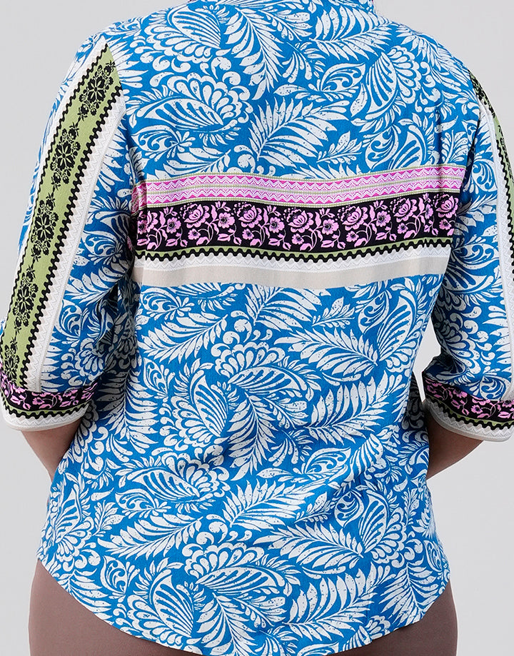 3/4 Sleeve Hidden Placket Shirt Blouse