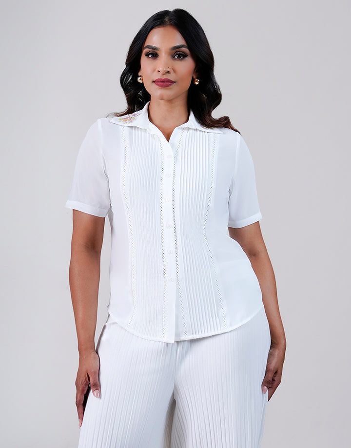 Shadow Work Blouse with Pintuck Detail