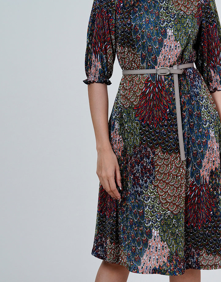 Off Shoulder Crape Dress with Puff Sleeve