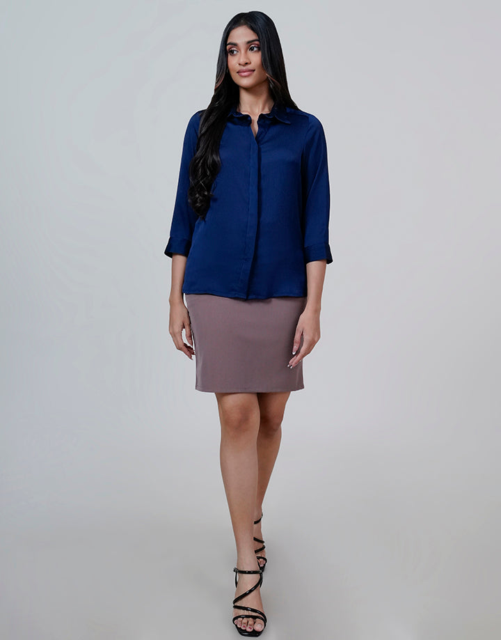 3/4 Sleeve Hidden Placket Blouse