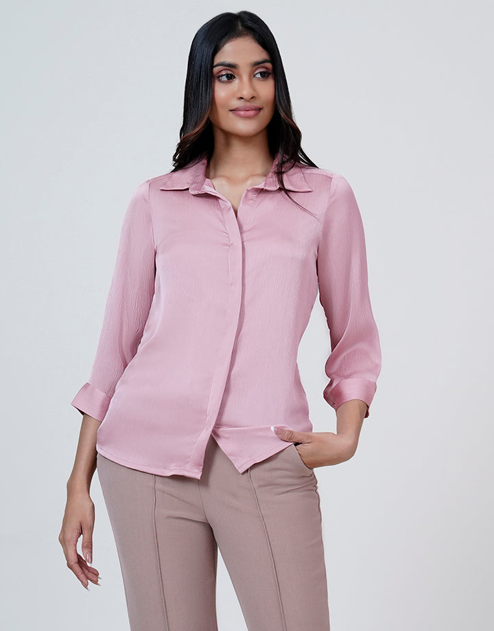 3/4 Sleeve Hidden Placket Blouse