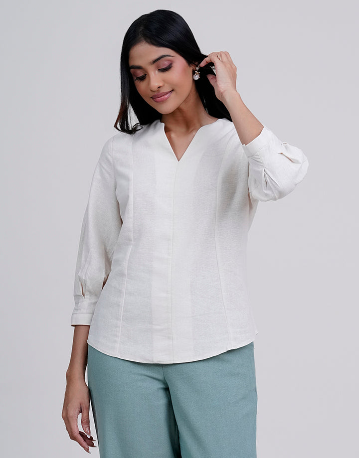 3/4 Sleeve Split V-Neck Top