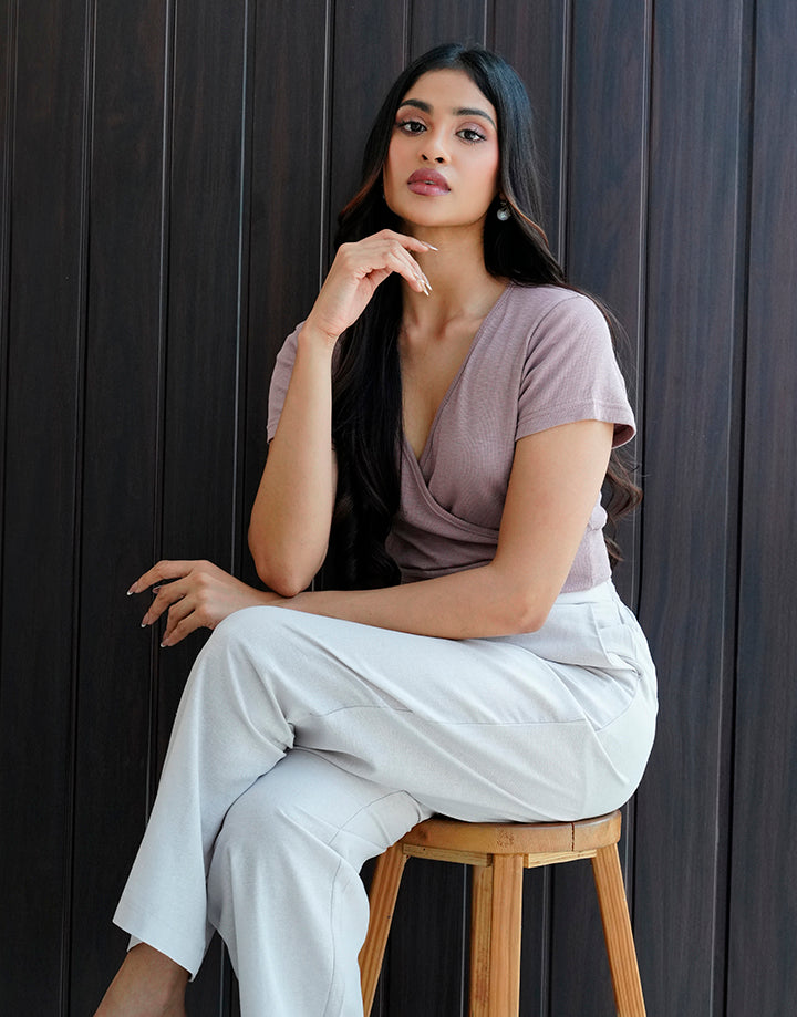 Short Sleeve Crossover Crop Top