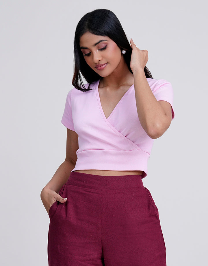 Short Sleeve Crossover Crop Top