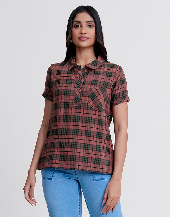 Short Sleeve Half Placket Top