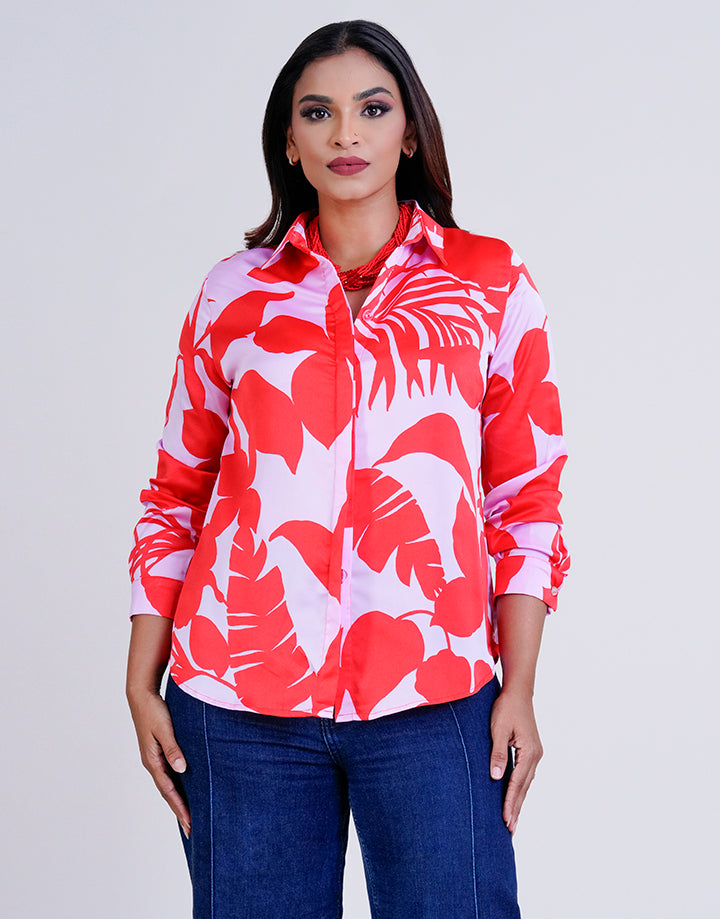 Hidden Placket Button Down Blouse