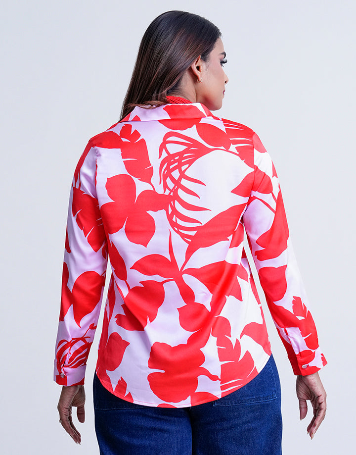 Hidden Placket Button Down Blouse