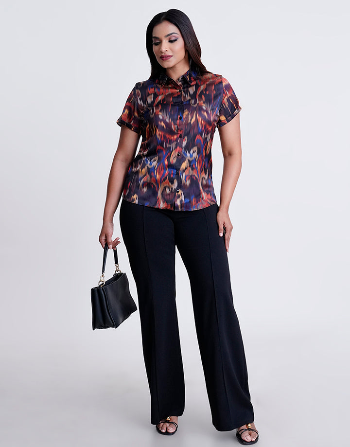 Short Sleeve Button Up Blouse