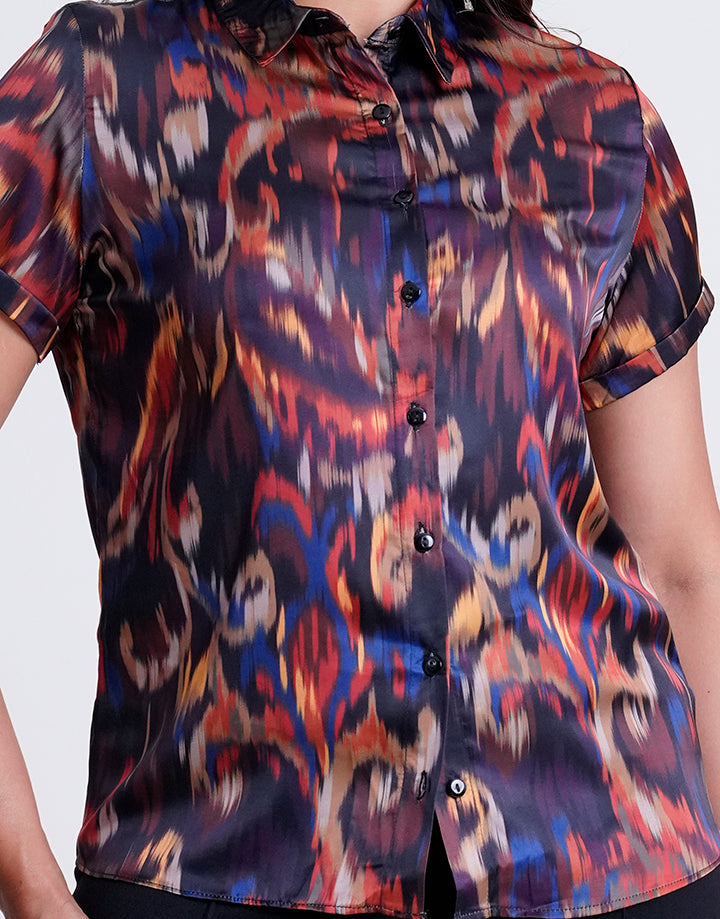 Short Sleeve Button Up Blouse