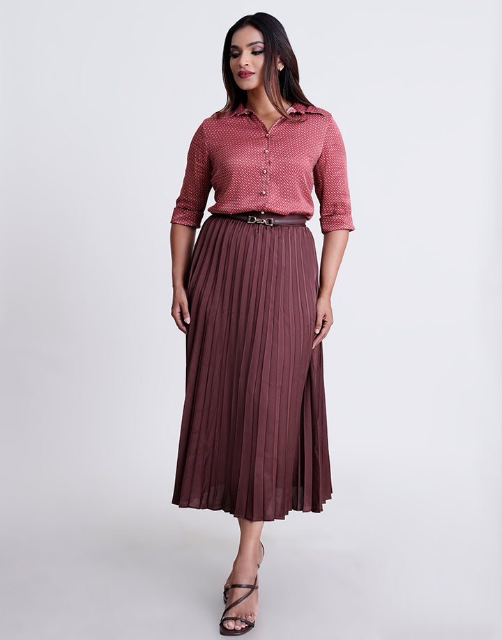 3/4 Sleeve Printed Satin Blouse