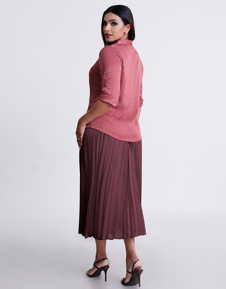 3/4 Sleeve Printed Satin Blouse