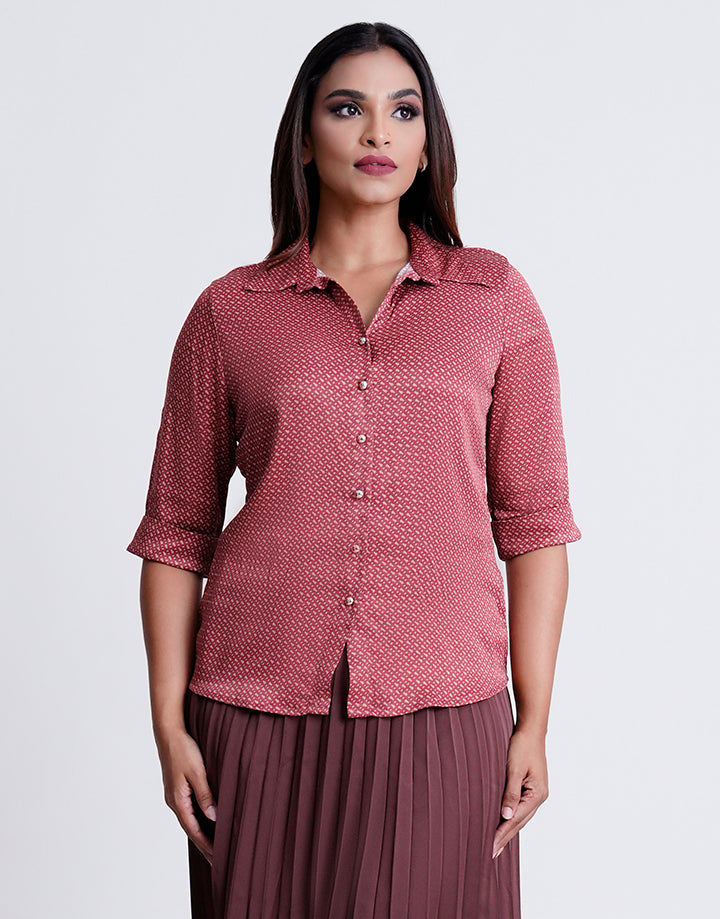 3/4 Sleeve Printed Satin Blouse