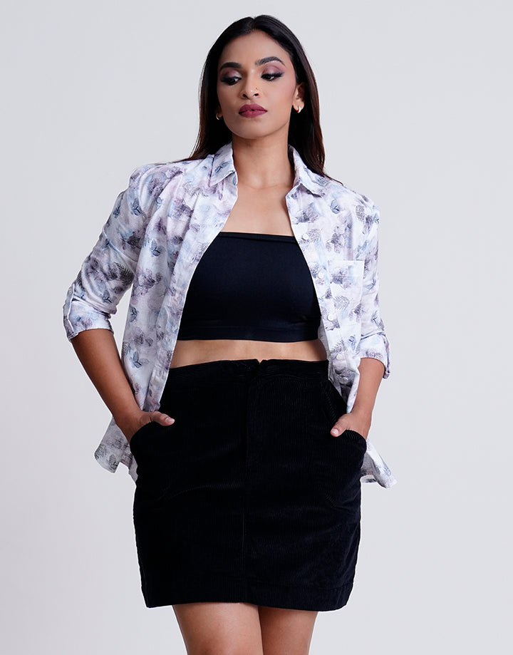 3/4 Tab Sleeve Collared Shirt Blouse