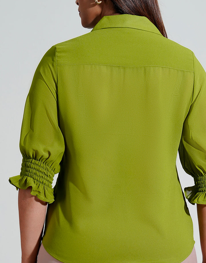 Button Down with Smoked Detail Blouse