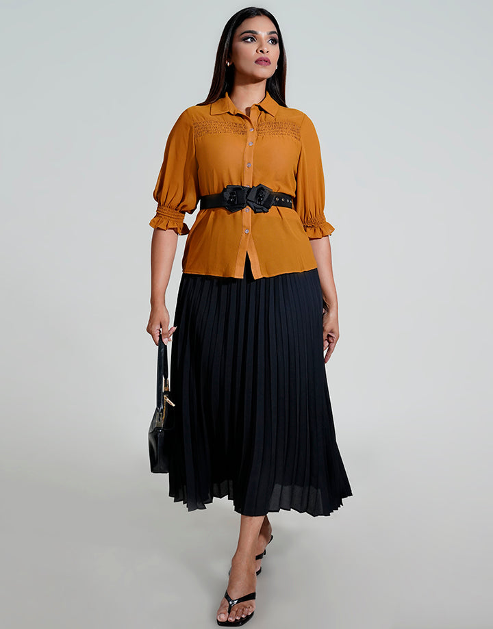 Button Down with Smoked Detail Blouse